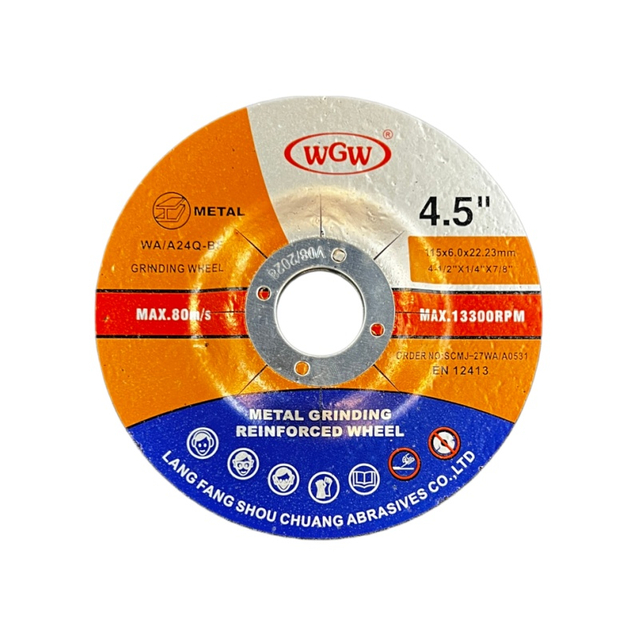 WGW 4.5Inch 115X6X22.23mm Metal Grinding Disc Abrasive Tools for SS/Iron With Wholesale Price