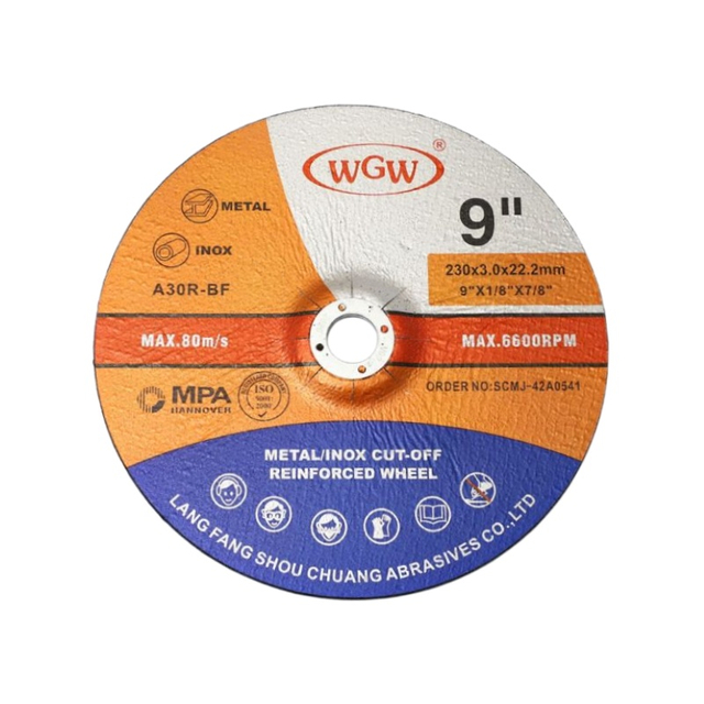 WGW T42 230×3×22.23mm Aluminum Oxide Grinding Disc 9 Inch High Hardness Abrasive Wheel For Stainless Steel Metal Angle Grinder ISO9001 MPA Certified 80m/s Long Service Life
