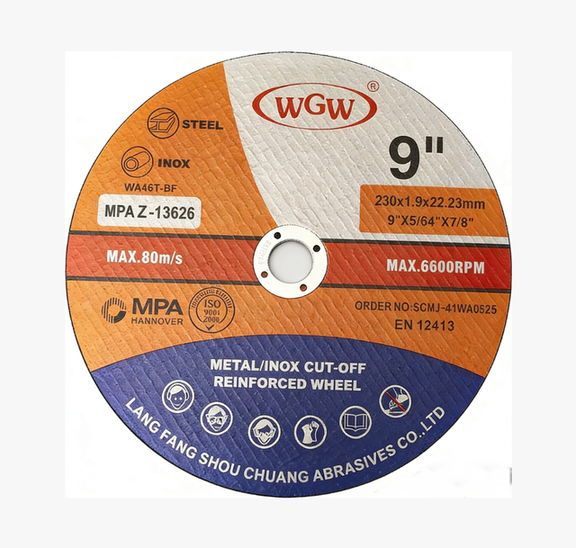 WGW Professional T41-230x1.9x22.23mm Abrasive Cutting Disc for Metal Working and Stainless Steel for Angle Grinder Use