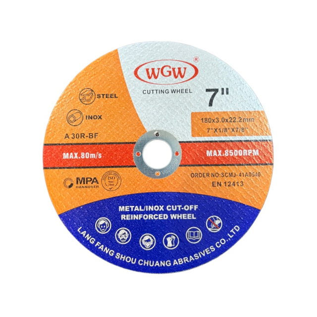 WGW Industrial Metal Cutting Disc 180x3.0x22mm 7Inch Cutting for Metal And Iron with Highly Cost-effective