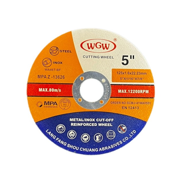 WGW Long-lasting Smooth 125mm X 1.6 X22.23mm Metal Cutting Disc 80m/s High Hardness Portable Angle Grinder