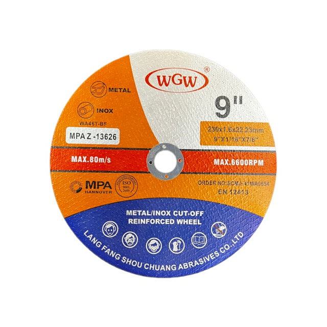 WGW Professional T41-230x1.6x22.23mm Abrasive Cutting Disc for Metal Working and Stainless Steel for Angle Grinder Use