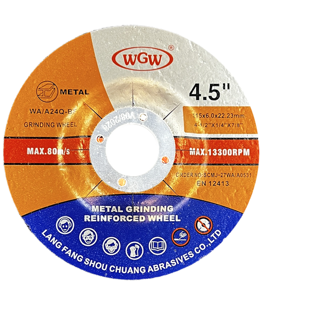 WGW T27 115×6.0×22.23mm Aluminum Oxide Grinding Disc 4.5 Inch High Hardness Abrasive Wheel For Stainless Steel Metal Angle Grinder ISO9001 MPA Certified