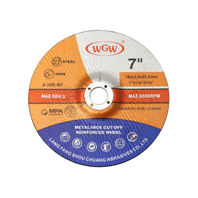 WGW T42 180×3×22.23mm Aluminum Oxide Grinding Disc 7 Inch High Hardness Abrasive Wheel For Stainless Steel Metal Angle Grinder ISO9001 MPA Certified 80m/s Long Service Life
