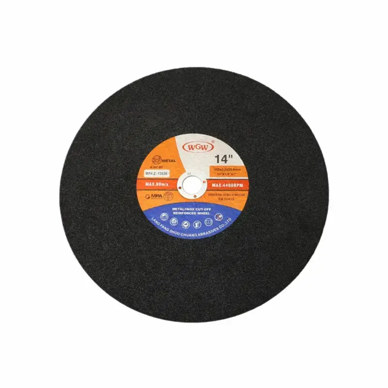 WGW T41 14-Inch 355*3*25.4mm MPA ISO9001 Certified High Hardness Aluminum Oxide Abrasive Cutting Disc for Stainless Steel