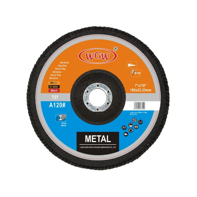 WGW 7Inch 180X22-120# Industrial High Quality Flap Wheel – Universal for Grinding & Polishing, Long Service Life