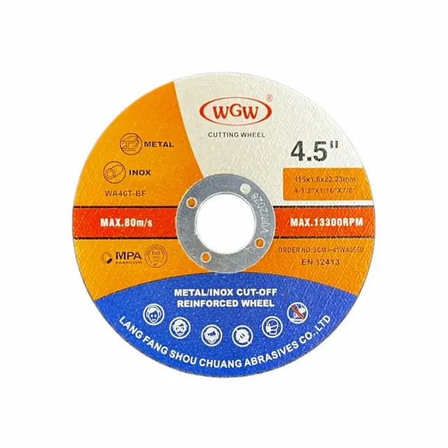 WGW Cutting Disc MPA ISO9001 Certified T41-115x1.2x22.23mm ,Aluminum Oxide Disc Metal Fast Cutting