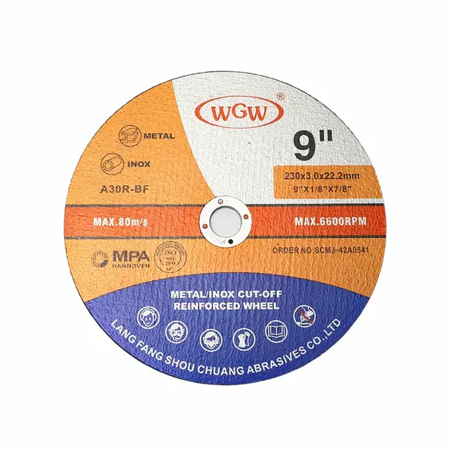 WGW T42-230x3x22.23mm Abrasive Cutting Disc for Metal Working and Stainless Steel OEMODM MPA ISO9001 Certified